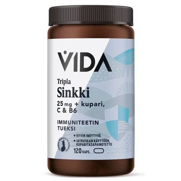 Цинк 25 мг Медь Витамины C и B6 Vida 120 шт