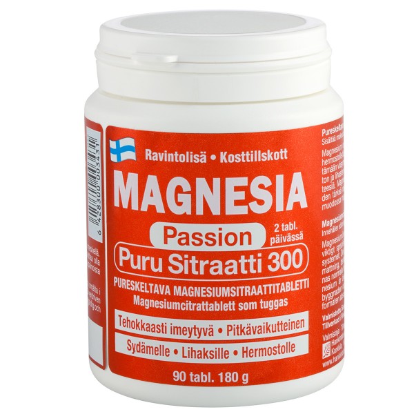 Магний Magnesia Passion Puru Sitraatti 300мг 90 шт