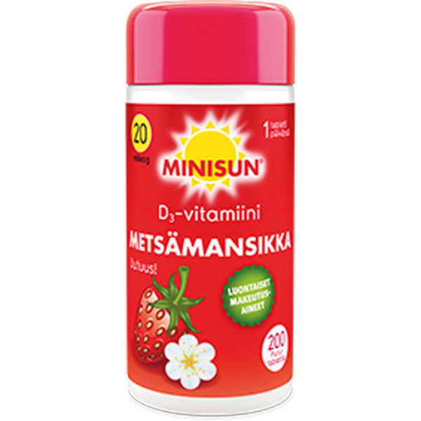 Витамин Д 800 МЕ Minisun земляника. 200 шт